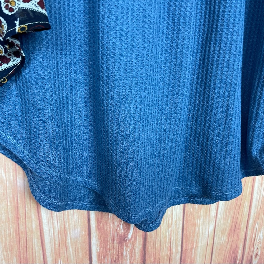 Oversized Patchwork Thermal Blouse Sweater (L) - image 5